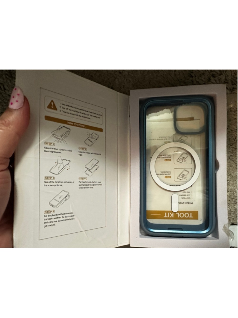 Miracase Blue Magnetic Full Body Case Glass Screen Protector iPhone 13/14 New